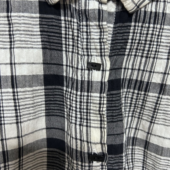 Habitat women’s Large Black/White Checked Shirt 3/4 Sleeve Lagenlook *Flaw - Picture 5 of 15